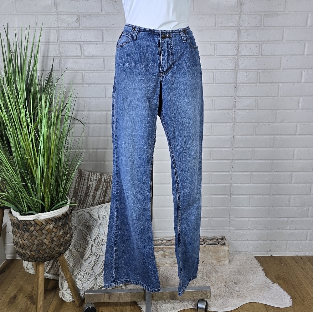 Vintage Y2K Low Rise No Waistband Bootcut Blue Denim Jeans Juniors 9